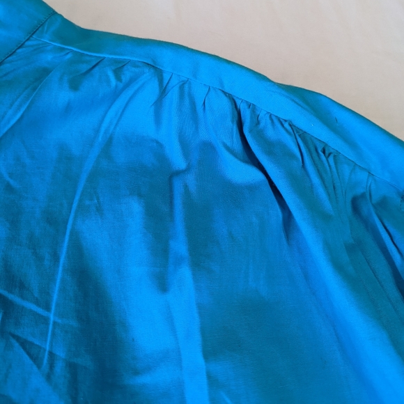 Scully Long Sleeve Button Down Shirt Blue XXL ruched shoulders - Picture 3 of 10